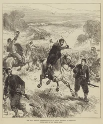 Der Krieg, serbische Offiziere sammeln ein fliehendes Regiment bei Greovatz